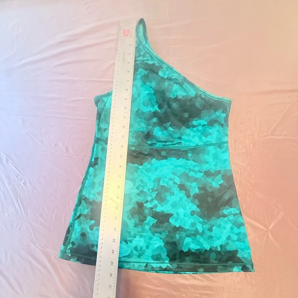 Lululemon Athletica Teal Camouflage One-Shoulder Tank Top Size 8/Medium - Picture 4 of 7